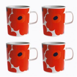 Marimekko Oiva/Unikko Mug Set - Unikko Red