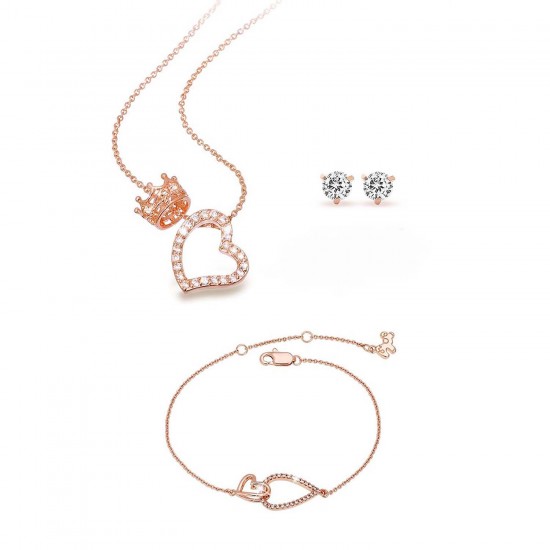 Pica LéLa - Queen Of Hearts Necklace & Devotion Bracelet (GWP CZ Earrings)